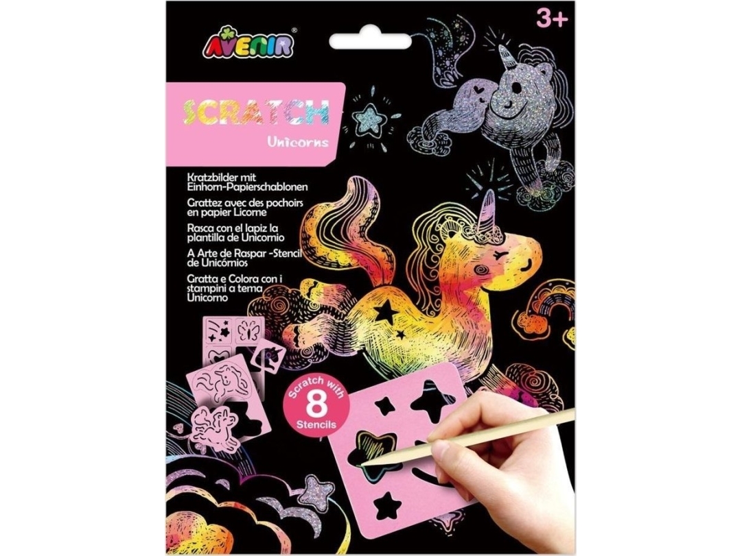 Kratzpapier Mit Schablonen - Einhorn