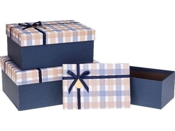 PR Checkered gift box 3pcs ROZETTE