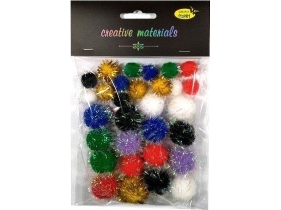 Bunte Glitzerpompons 15-25Mm 30Stück