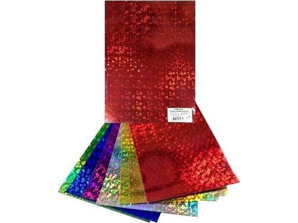 Holografisk farvet karton 25x35 cm 8 ark