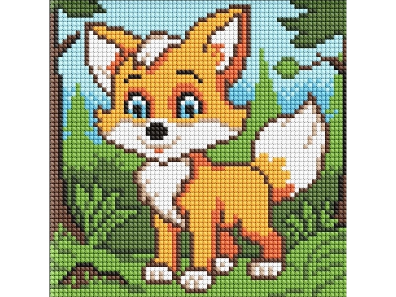 Rammeløs Diamantmosaik - Fluffy Fox Kids