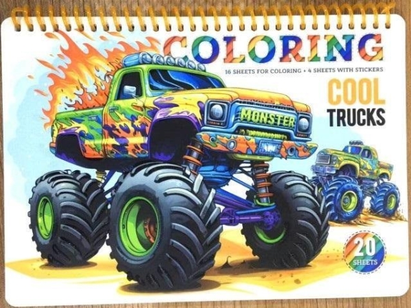 Malbuch A5 Kreis 20 Seiten Coole Trucks