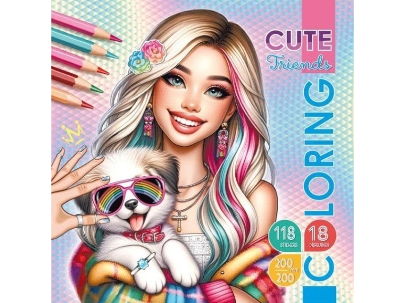 Coloring book with stickers 200x200 Animal friends