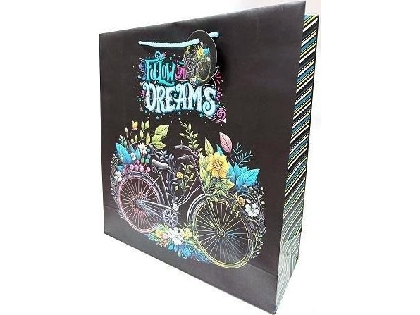 Dekorativ frostad väska 35x37x12cm cykel GB23158 | Skola & Hobby - Festdekorera - Presentinslagning | GameStuff