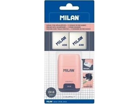 Viskelæder og blyantspidser - Milan Afilaborra Compact 1918, dobbelt, pink