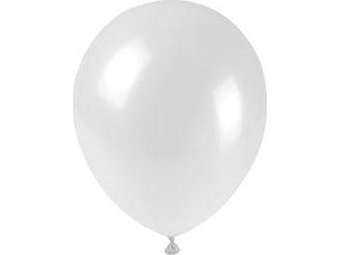 Metalliske hvide balloner 25 cm, 100 stk