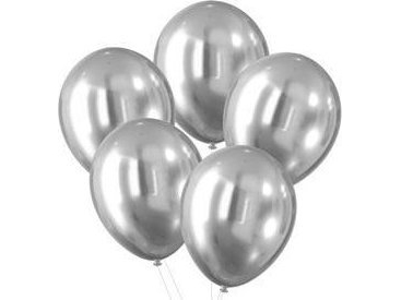 Chrom-Effekt Luftballons Silber 30Cm 5Stk