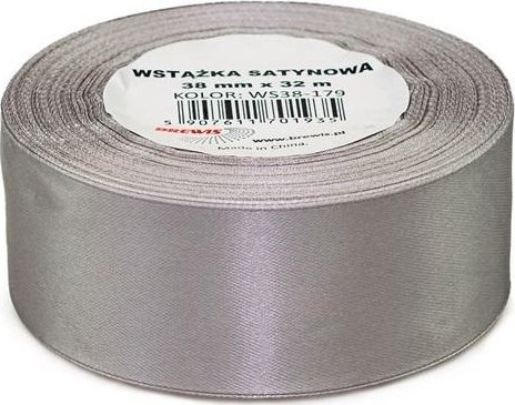 Sølvfarvet satinbånd 38mmx32m
