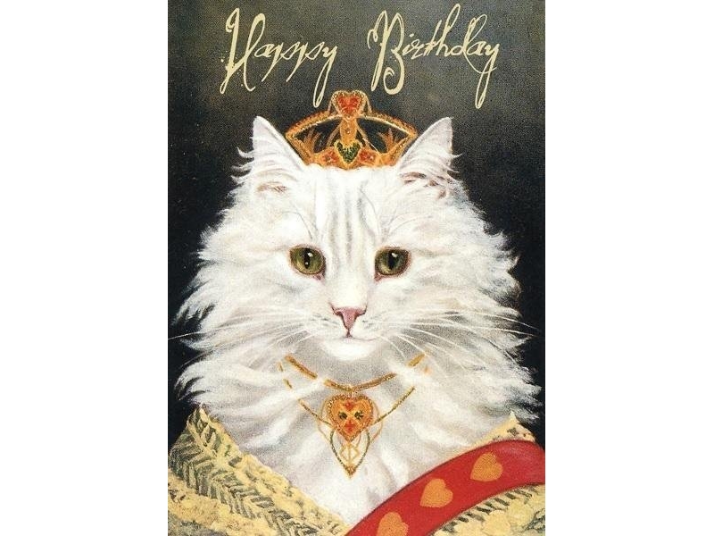 B6 glitterkort med konvolut Kronet kats fødselsdagsfest