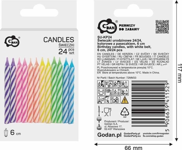 GoDan fødselsdagslys 6 cm, 24 stk
