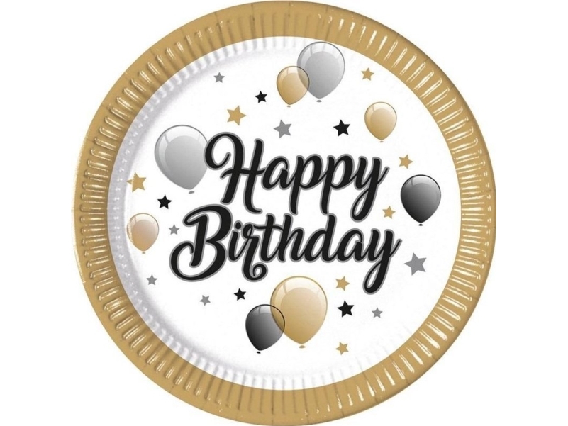 Decorata Party Paptallerkner - 8-pak - 23 cm - Milestone Happy B