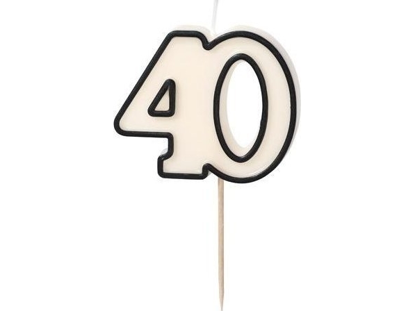 Födelsedagsljus 40 vit/svart 5,5 cm | Skola & Hobby - Festdekorera - Tårtljus | GameStuff