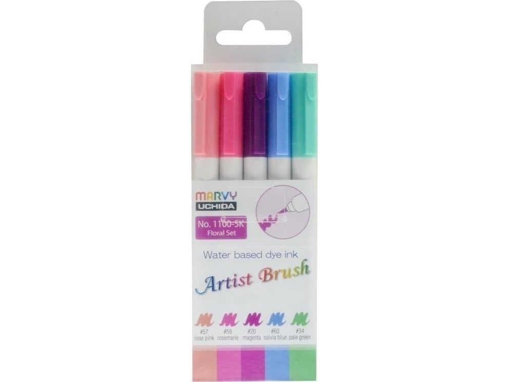 Artist Brush Floral Markers 5 Farver