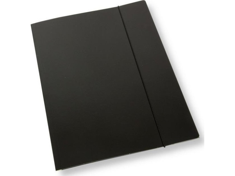 A4 Folder With Rubber Band Lacquer Black 350Gsm (10Pcs)