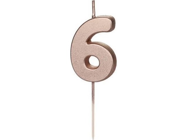 Inspiruj Geburtstagskerze 6 Rosa-Gold 4,5 Cm