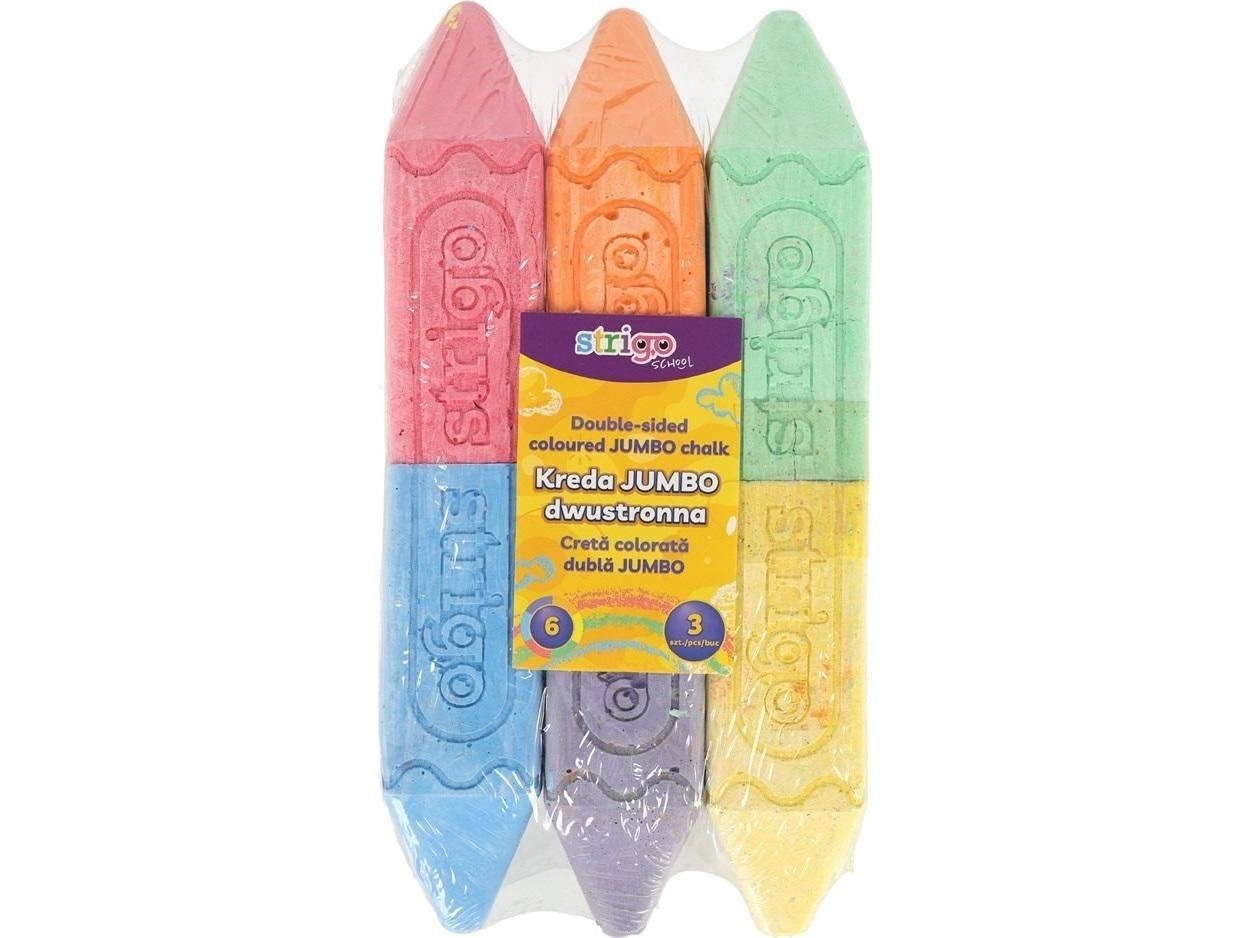 Jumbo Zweifarben-Pflasterkreide 6 Farben Strigo