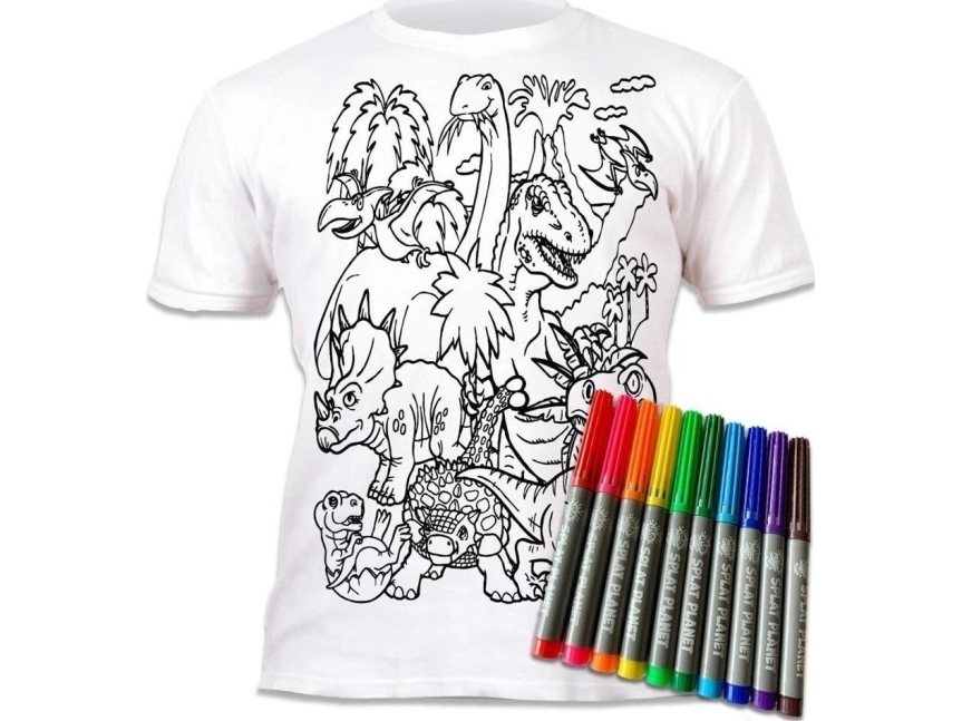 T-shirt 5-6 år dinosaurer m/10 tuscher ass.