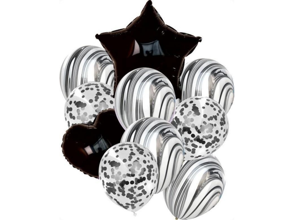 Schwarzer Stern Sortierung Herz Ballon Set 11El
