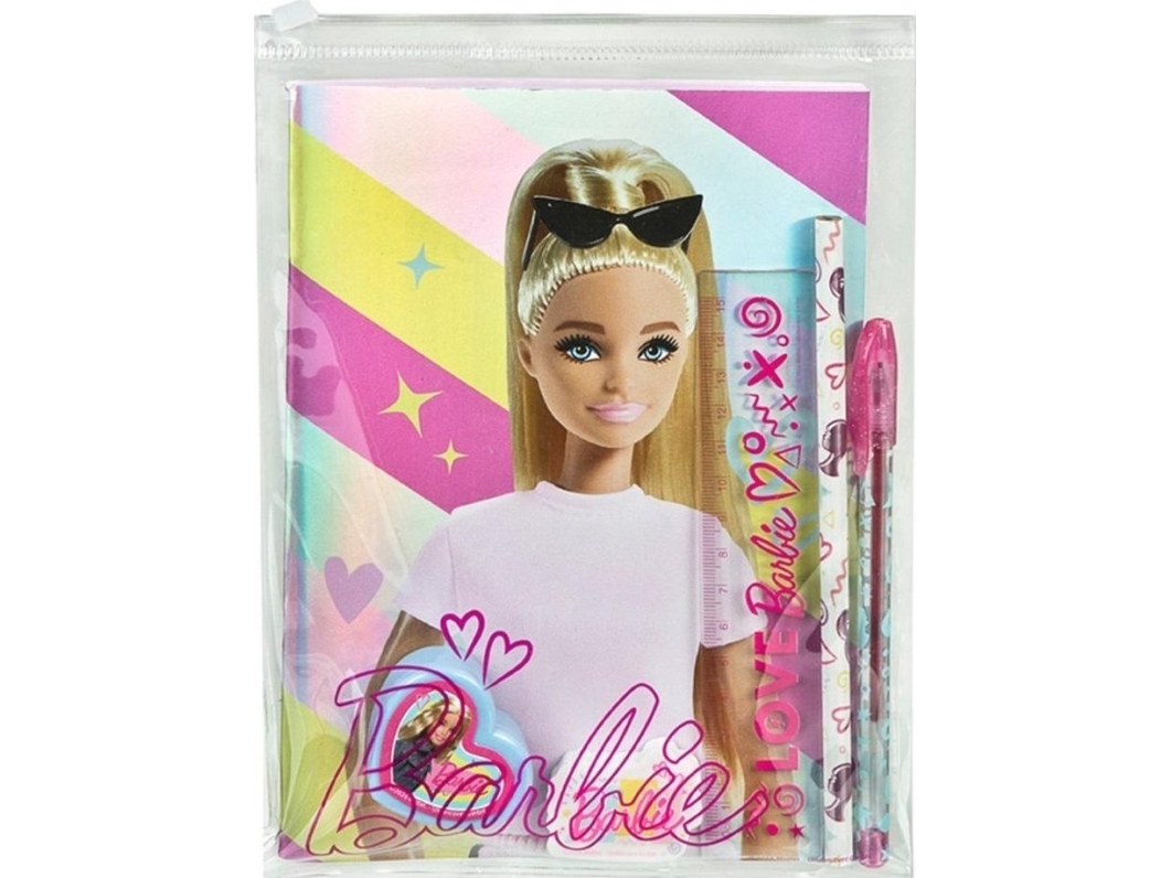 Barbie koulutarvikesetti pussissa 7el
