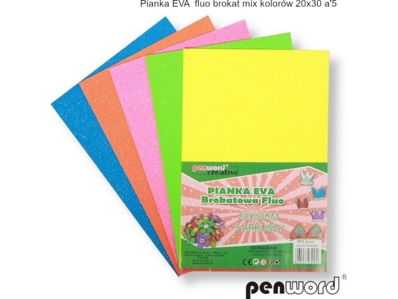 Eva Fluo Brokat Mix Farbe 20X30 A5