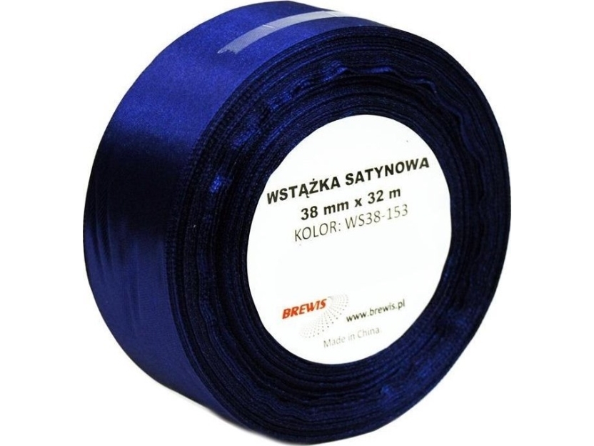 Bånd i satin mørkeblå 38 mm x 32 m