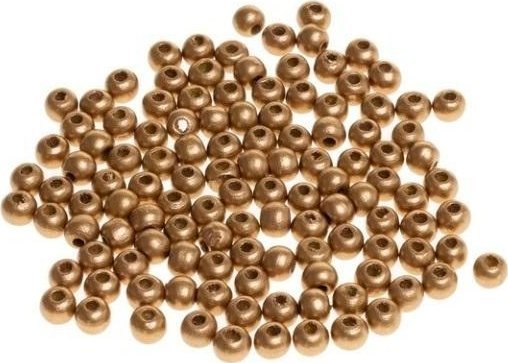 Träpärlor för trådning, guld 8mm 120st | Skola & Hobby - Konsthantverk - Trävaror | GameStuff