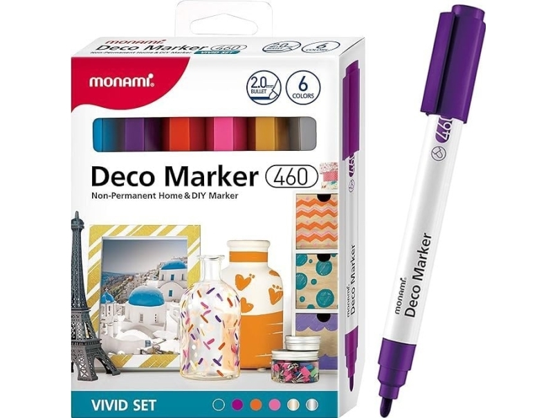 Monami Akryyli-dekoratiiviset dekomerkit B 460 6 väriä Vivid Monami