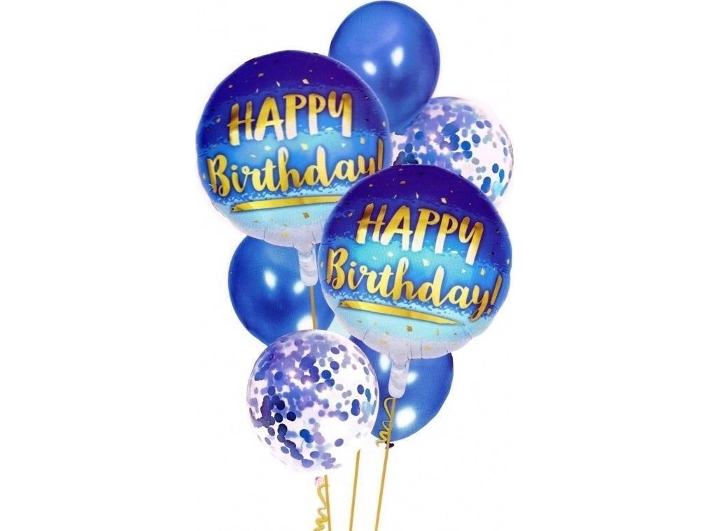 Happy Birthday Blue Balloon Set, 7 Pcs 30-46 Cm Bcf-136