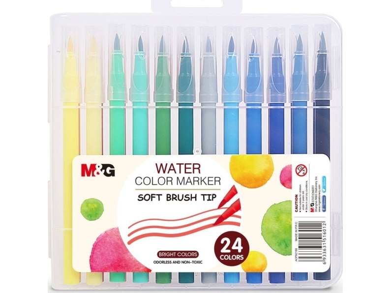 Kunstnerisk pensel 1-4mm vandfarve 24 farver MG