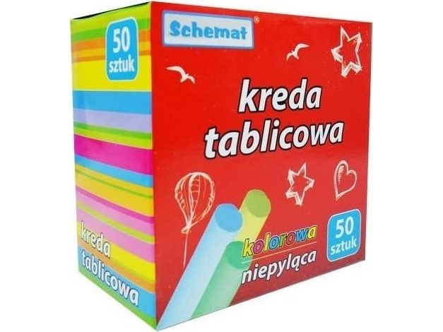 Kridt til tavle 50 stk farvet