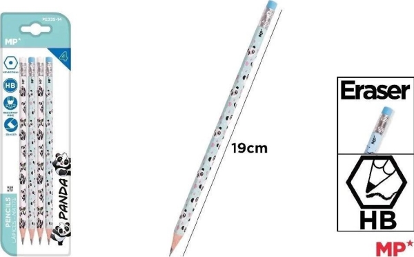 Bleistift Mit Radiergummi Hb 4Pcs Panda