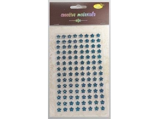 Stiker Med Krystaller Turkis Blomster 8Mm 112Stk