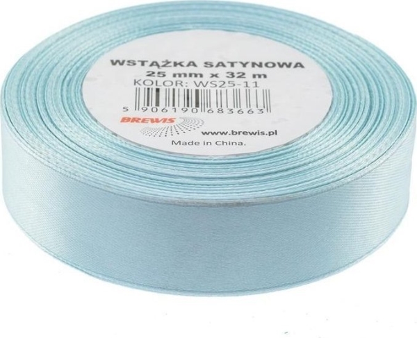 Lyseblåt satinbånd 25mmx32m