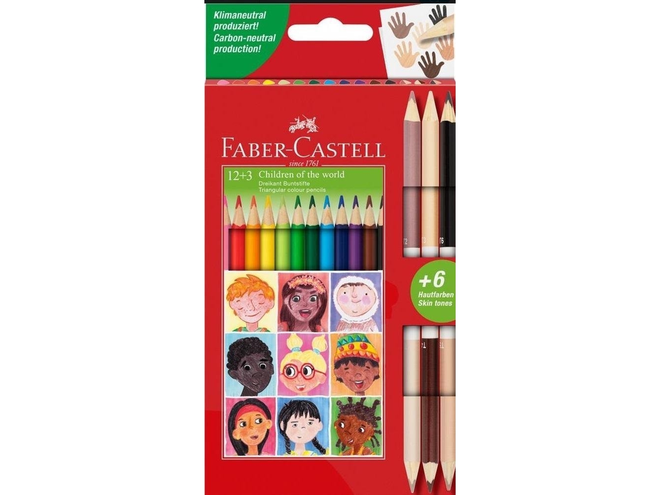 Children Of The World Triangular Crayons 12+3 Colors.