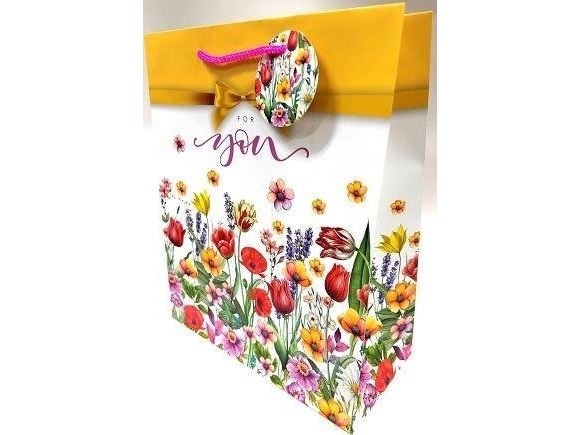 Dekorativ gavepose mat 26x32x12 cm markblomster