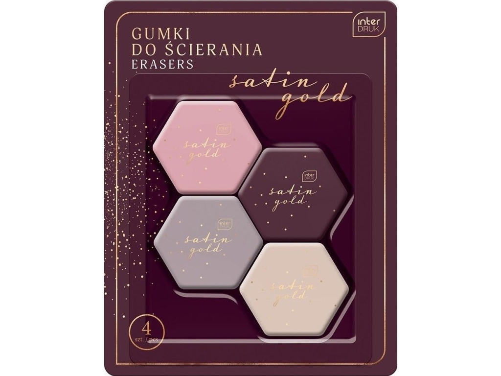 Eraser Satin Gold 4st | Skrivredskap - Korrigeringsprodukter - Suddgummi | GameStuff