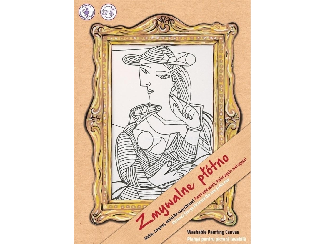 Hvidt lærred Kvinde i stol Sjov måtte STRIGO