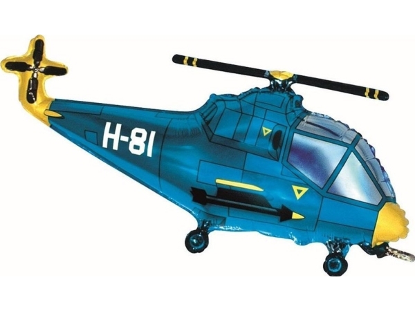 Blauer Helikopter Folienballon 57Cm