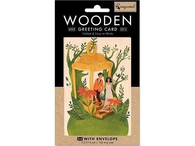 Cozywood trät kort C6 + kuvert bröllopslampion | Papper & Emballage - Märkning - Namnbrickor | GameStuff