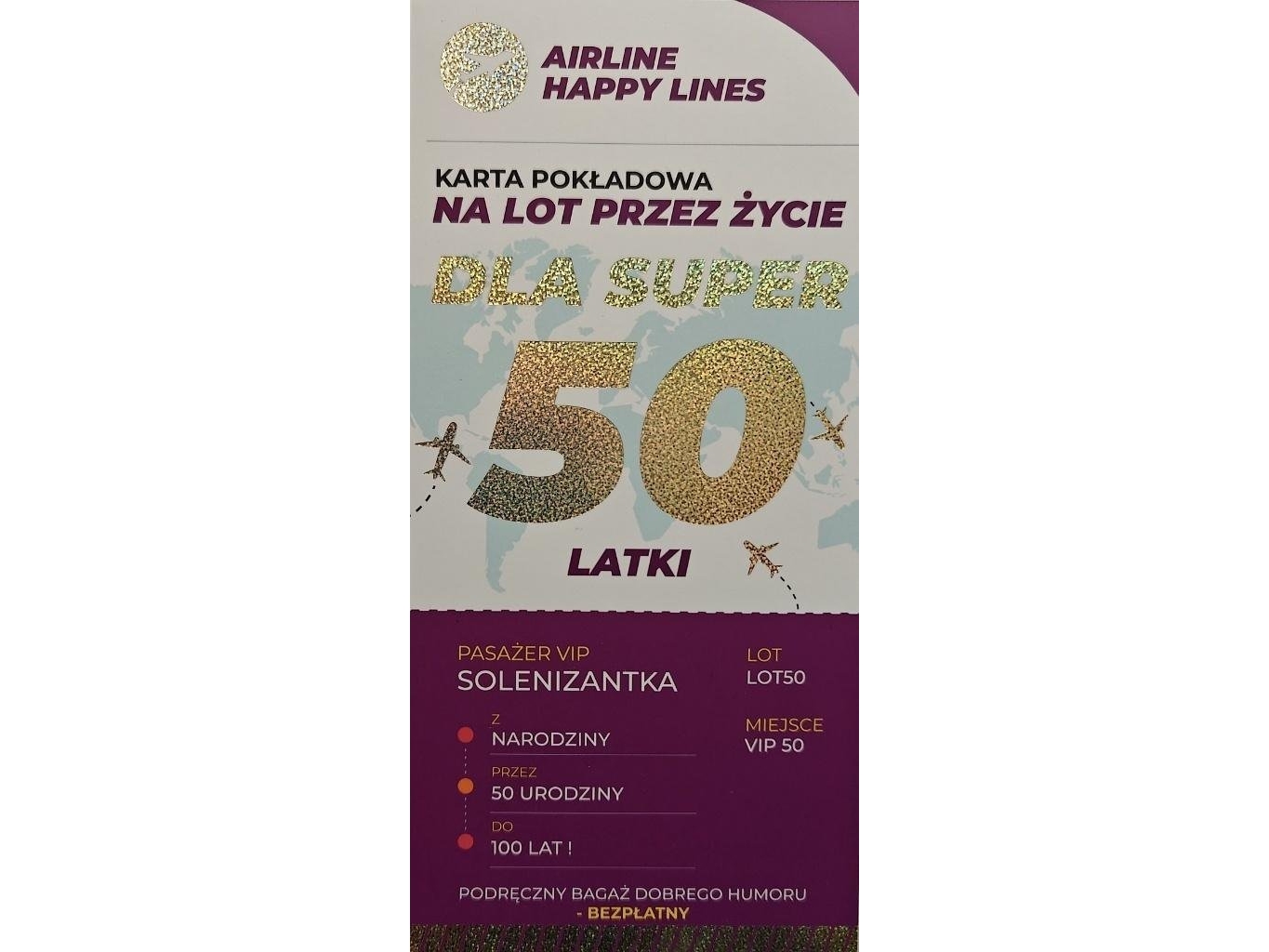 Kvindernes 50-års fødselsdags-boardingkort