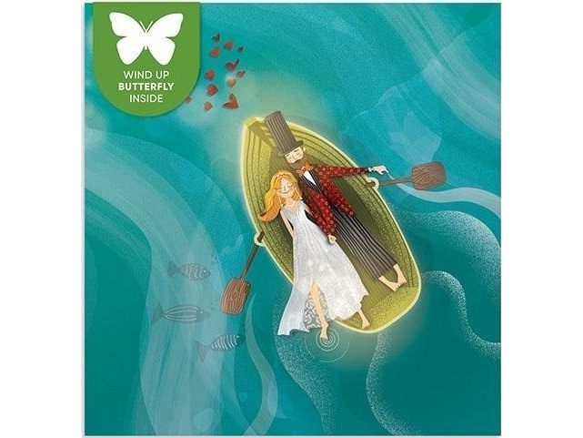 Square Card With Flying Butterfly Wedding Couple