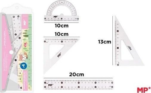 Geometrisk sæt med 4 dele i et etui