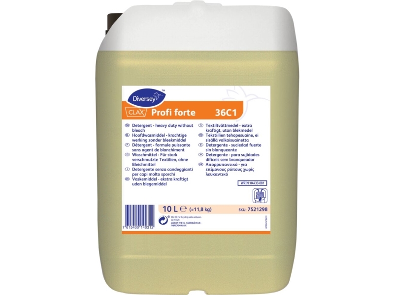 Tøjvask, Diversey Clax Profi Forte 36C1, 10 L, Hvidt, Uden Farve