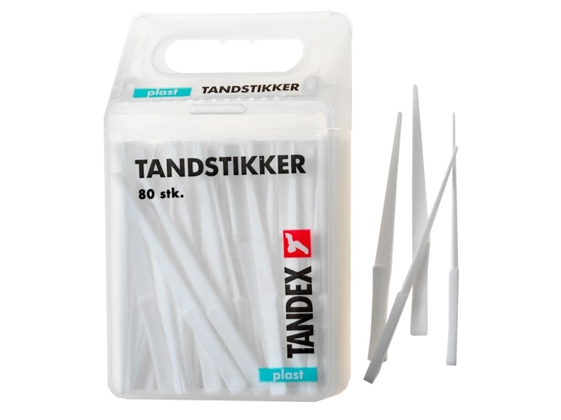 Tandstikker, Tandex, 15,2x8,8x8 cm, hvid, 80 stk., trekantede - (12 æsker)
