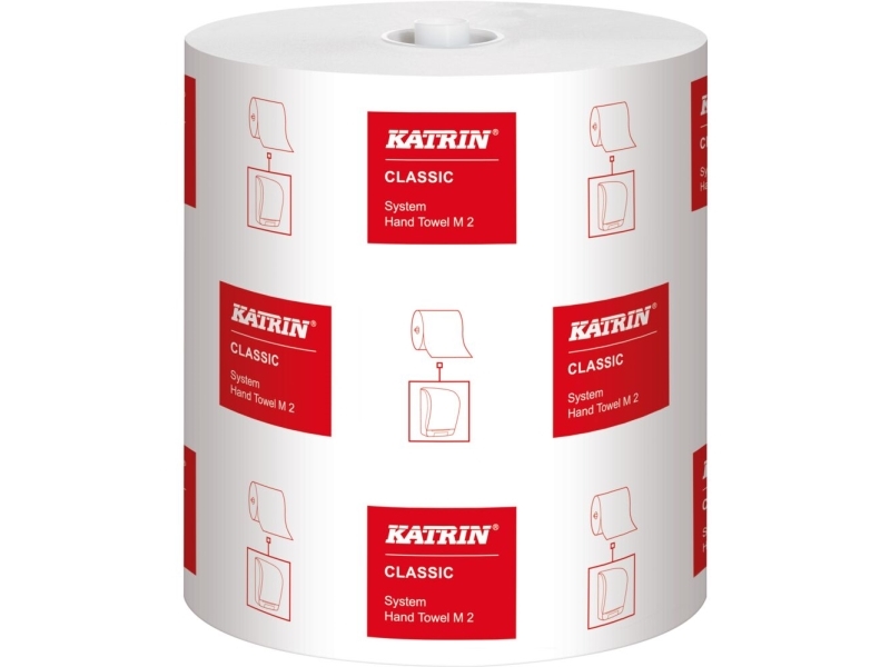 Handduksrulle, Katrin Classic, 2-lagers, 170m x 21cm, Ø19cm, vit, blandade fibrer - (6 st.) | Rengöring - Avtorkning - Pappershandduk dispensrar | GameStuff