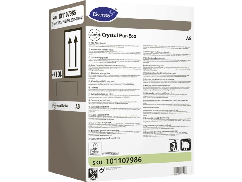 Afspænding, Diversey Suma Crystal Pur-Eco A8, 10 L, Safepack, Med Farve
