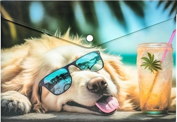 Plastomslag A4 PP med tryk Chillout Dog
