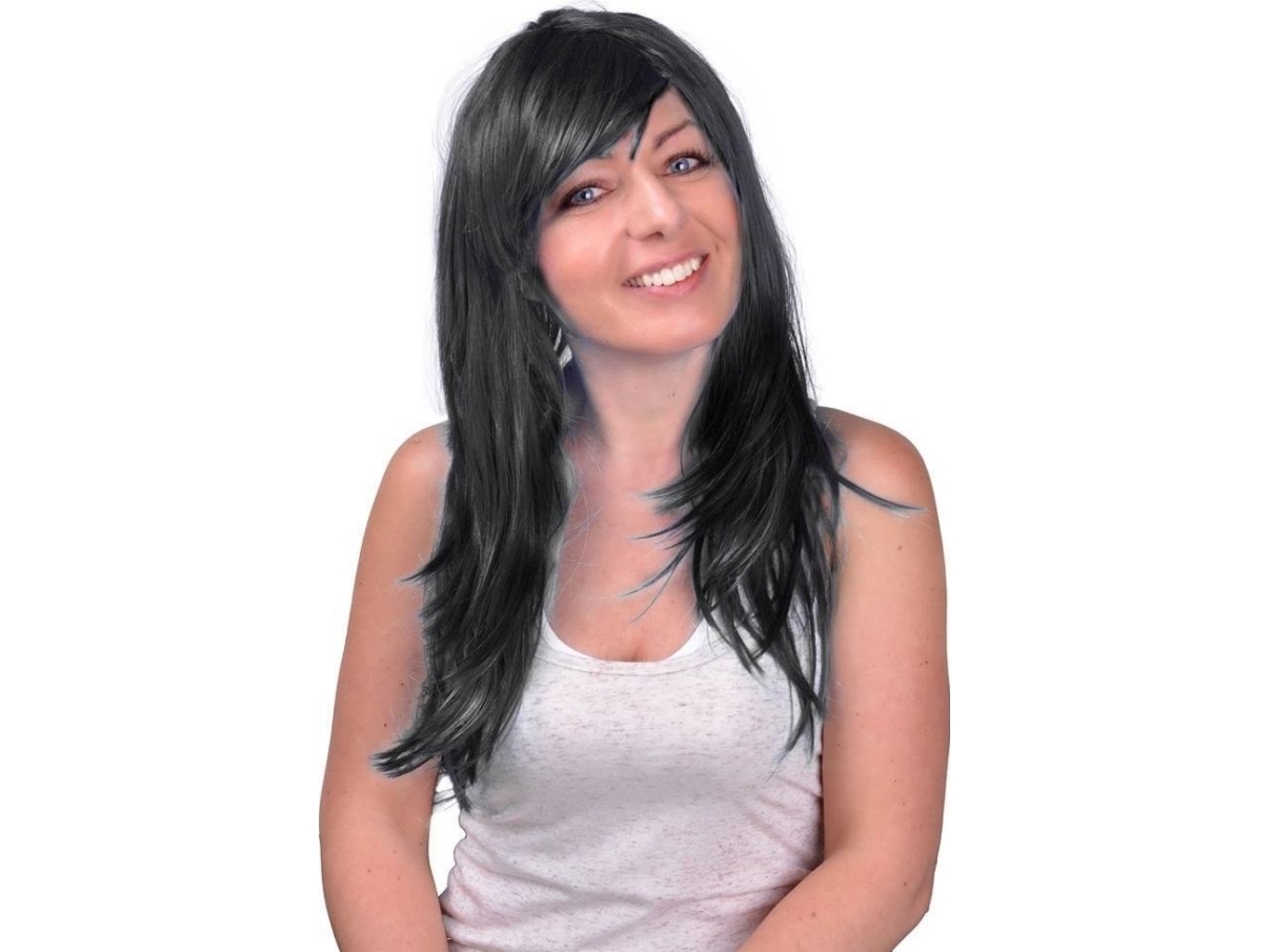 Perücke Mit Langem Haar Schwarz
