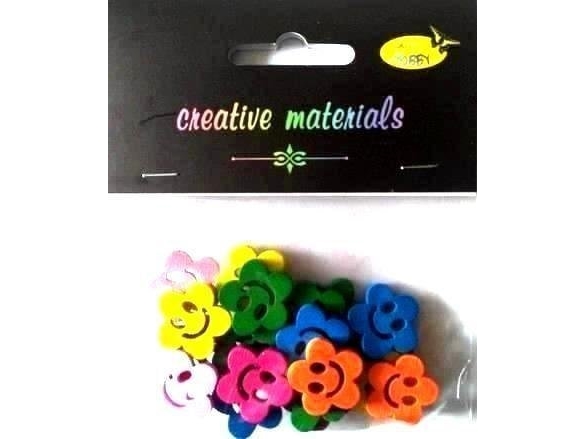 Træknapper med farverige blomster 20mm 6g