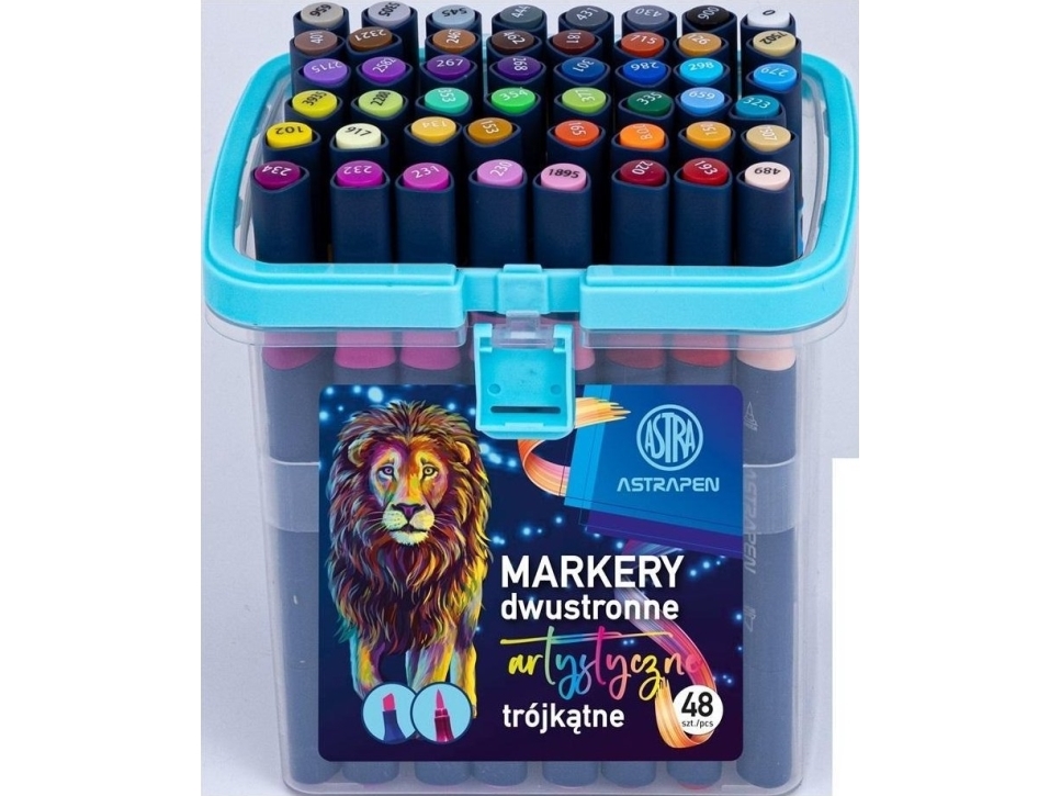 Triangular Double-Sided Markers 48 Colors Astra